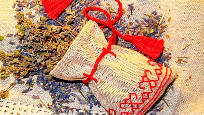 A pouch of magic herbs for a talisman