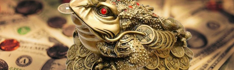 Frog with a coin in the mouth - a mascot for attracting money